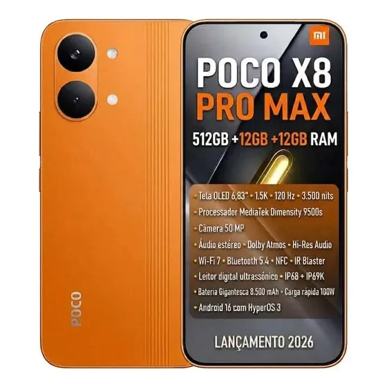 Xiaomi Poco X8 Pro Max 12gb+12gb 512gb Bateria 8.500mah+ Nfc
