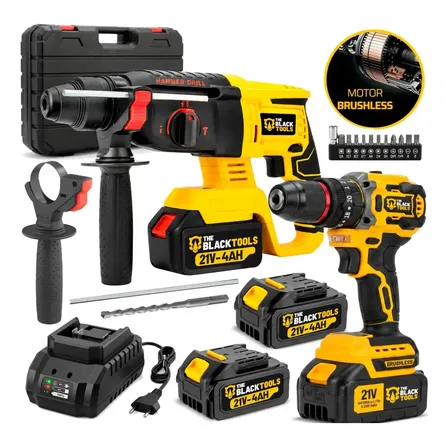 Kit 2 Em 1 Parafusadeira Martelete 21v Brushless Com 2 Bat