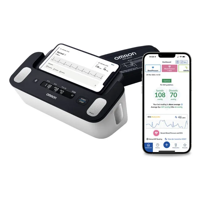 Medidor De Pressão Arterial De Braço Complete Com Ecg Hem-7530t1 Omron