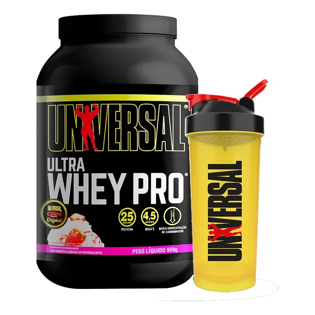 Kit Whey Ultra Whey Pro 900g+coqueteleira 600ml-universal