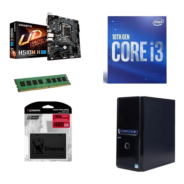 Kit Actualización Core I3 10100 H510 Ram 4g 480g Gabinete Kt