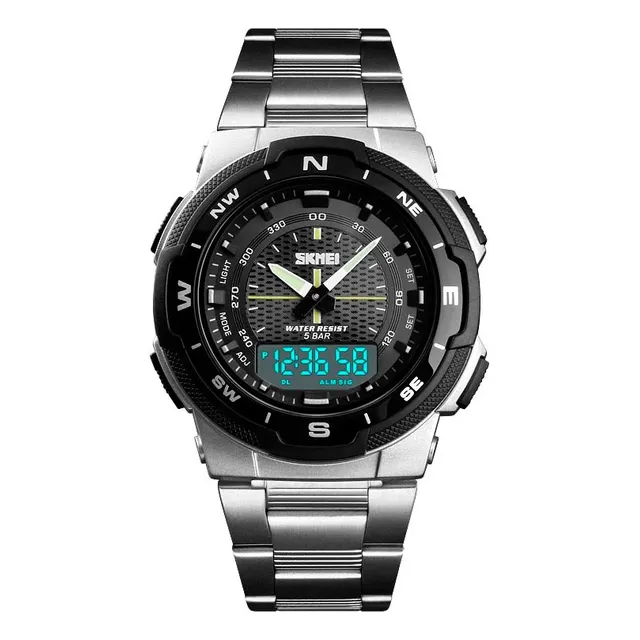 Reloj Skmei 1370 Dual Alarma Crono Fechador Correas de Acero