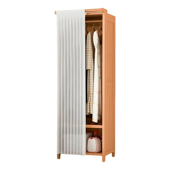 Armario Con Cortina Madera Bambu 160x50x43cm
