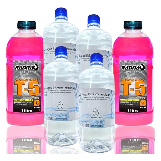 Agua Radiador + Aditivo Concentrado Radnaq T5 Rosa Kit Pront
