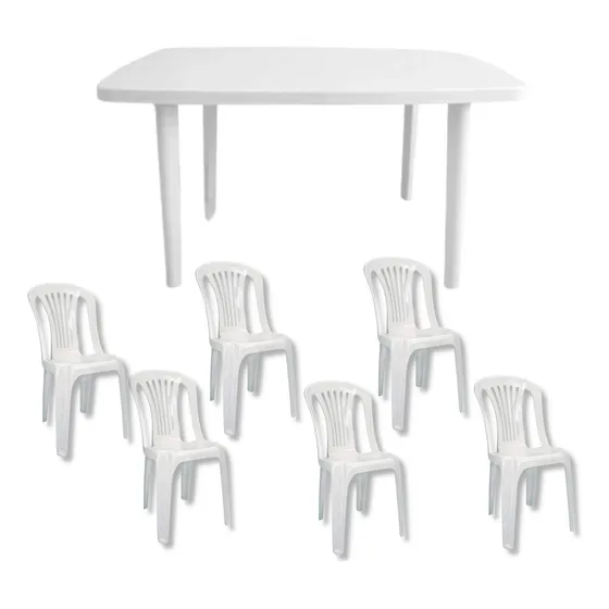 Jogo De Jantar Com Mesa Grande Retangular 6 Cadeiras Varanda