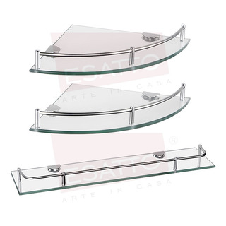 Esatto®paquete De 3 Repisas Esquineras Vidrio Cristal Ac-032 Cromado Esatto®paquete De 3 Repisas Esquineras Vidrio Cristal Ac-032 Cromado