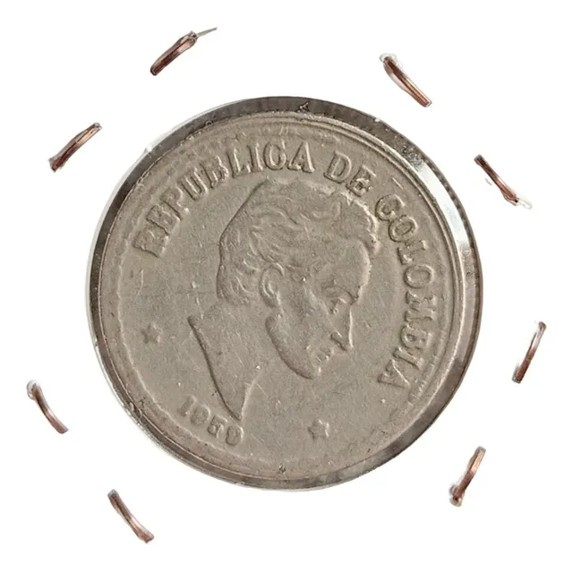  Moneda Colombia 20 Centavos 1959  Error Giro # 2