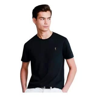 Camiseta Ralph Lauren Custom Fit Coloured Logo Preta Camiseta Ralph Lauren Custom Fit Coloured Logo Preta
