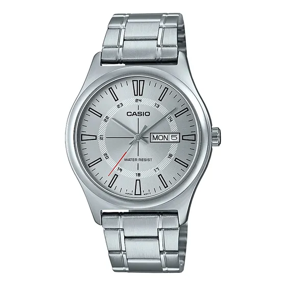 Reloj Casio Mtp-v006d-7c Hombre Acero Plateado Fondo Plateado.MTP-V006D-7C