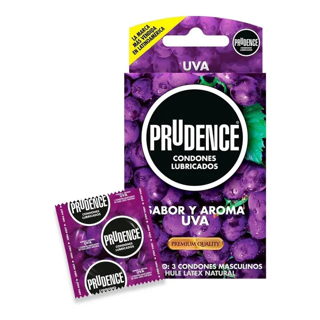 Condones de Látex Prudence Sabor y Aroma Uva 3 Condones
