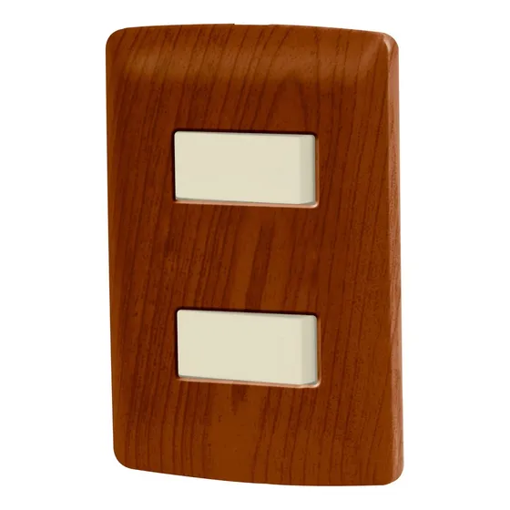 Placa Armada 2 Interruptores, Madera Italiana, Volteck 49925