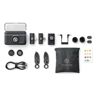 Microfone Hollyland Lark M2 Duo Combo Duplo Para 2 Pessoas Preto