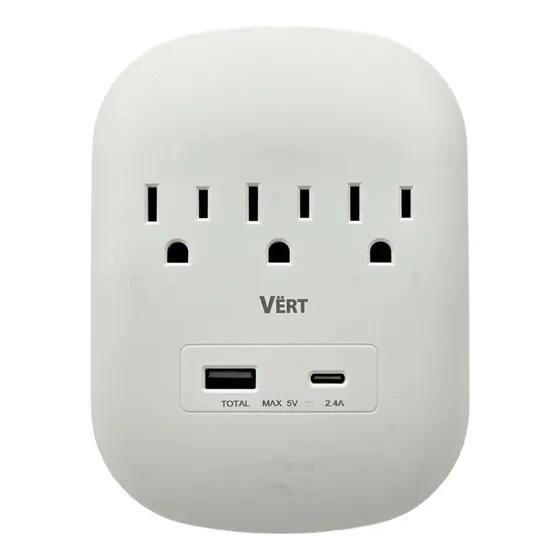 Regleta De 3 Tomas Vert 110v Doble Cargador Usb Tipo C Vert