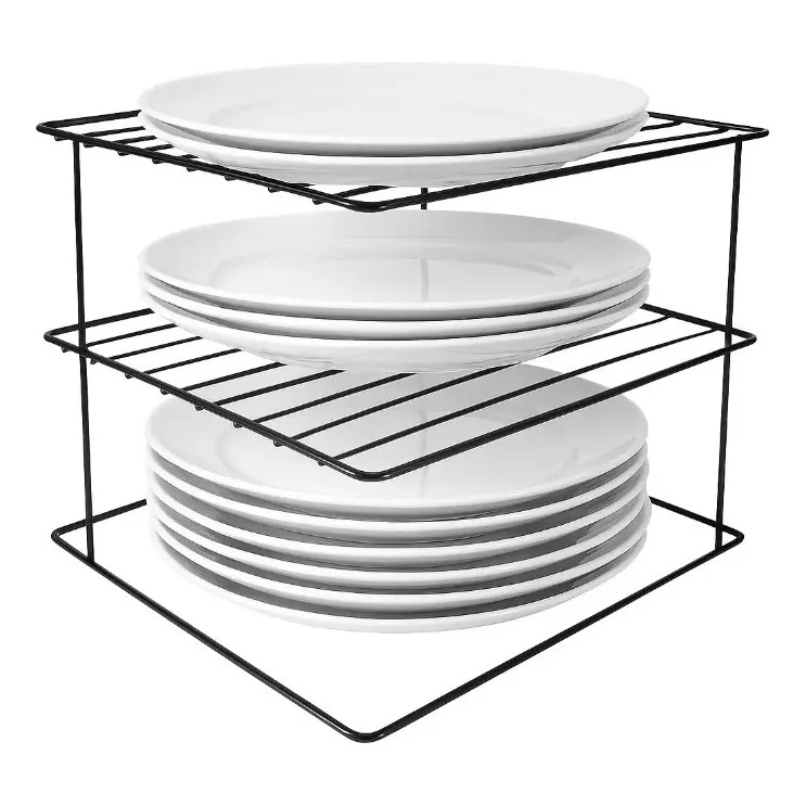 Organizador Porta Pratos Para Armário De Cozinha Canto Preto Preto