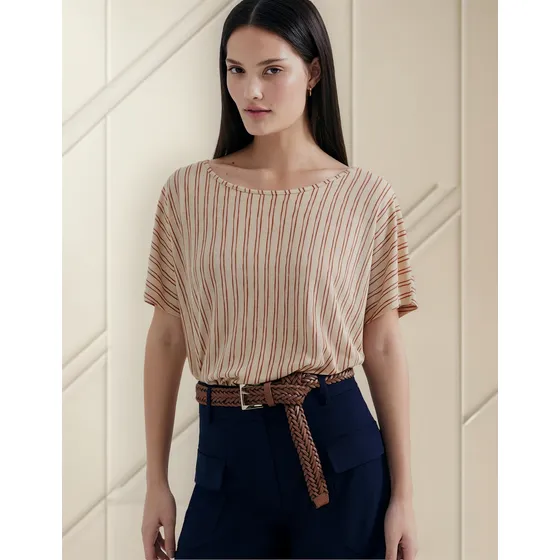 Blusa Estampada De Manga Corta - 4djt