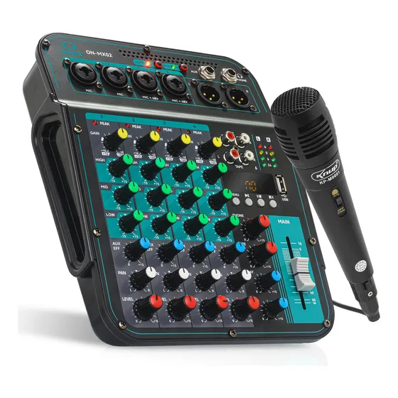 Mesa De Som 6 Canais Audio Profissional Phantom Power De 48v 127/220V Conexão Bluetooth E Usb Ajustes Independentes Equalizador De 3 Bandas Display Digital Saídas: Rca P2 Xlr 1 Microfone P10 Brinde