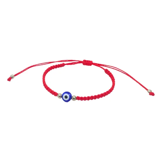 Pulsera Ojo Turco Semi Plano Bolas Acero Regulable Amuleto