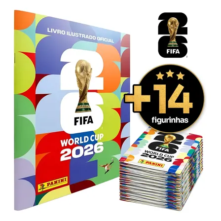 Album Copa Do Mundo 2026 Capa Mole + Figurinhas Oficial Álbum E 14 Figurinhas