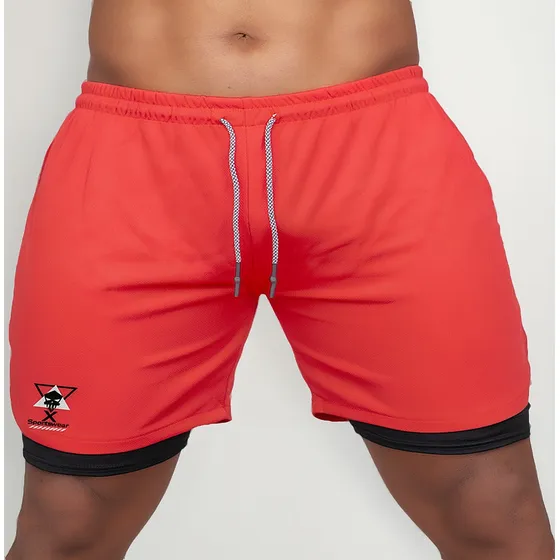 Short Masculino Dupla Camada De Compressão Corrida E Yoga
