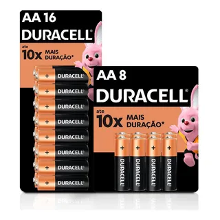 Kit Pilhas Duracell Aa Pequena 16 Un + Aa Pequena 8 Un Kit Pilhas Duracell Aa Pequena 16 Un + Aa Pequena 8 Un