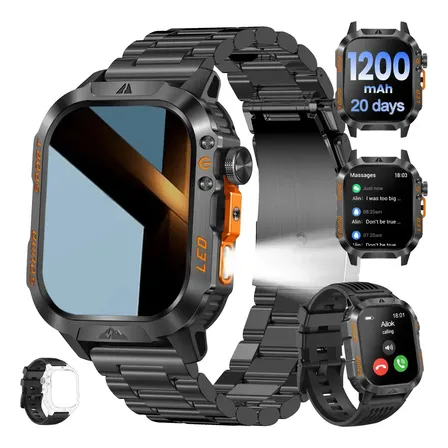 Reloj Inteligente Deportivo Militar 2.01 Hd Bt Call 1200mah Negro Milanés