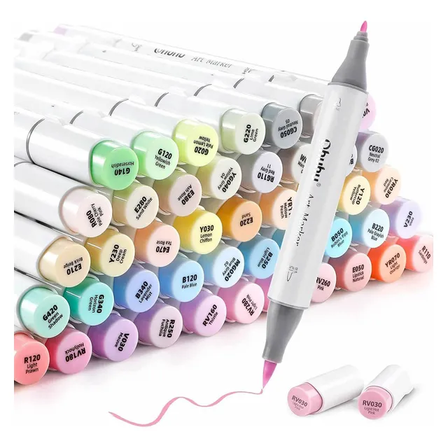 Plumones Ohuhu Base Alcohol Doble Punta 48 Colores Florecent