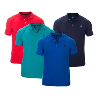 Kit Com 4 Camisas Gola Polo Masculina Piquet De AlgodĂŁo Kit Com 4 Camisas Gola Polo Masculina Piquet De AlgodĂŁo