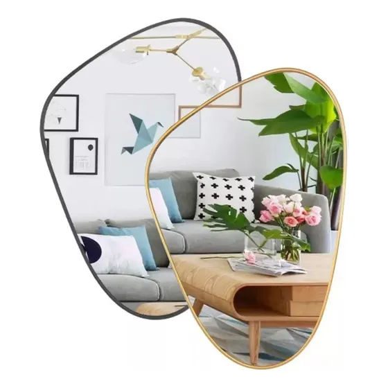 Espelho Orgânico  Parede Sala Quarto Borda Dourado Ou Preto