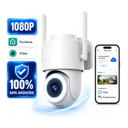 Câmera De Segurança Wifi Ip Externa 360 Prova D'água Icsee Branco