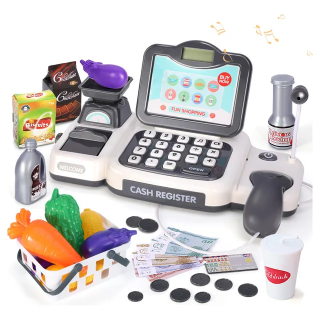 Caja Registradora Juguete De Infantil Juego Para Niñas,regalo De Navidad Para Niños Y Niñas,color Negro
