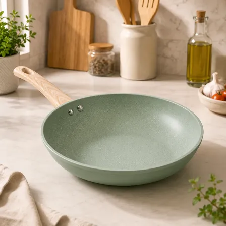 Frigideira Nanocerâmica 24cm Antiaderente Indução Premium Verde Granito