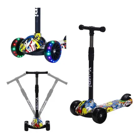 Patinete Infantil Com Rodas Flash Preto Yuupi