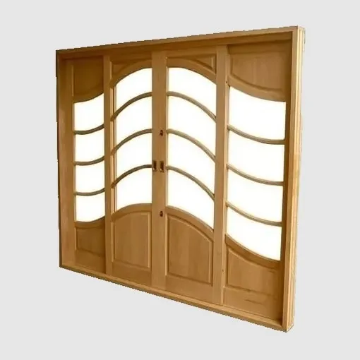 Porta Balcão De Madeira Correr 4folhas 215x230 C/ Fechadura