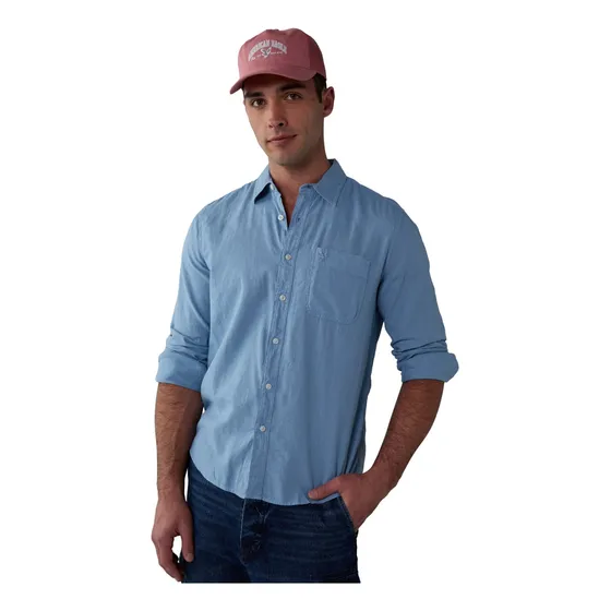 Camisa Manga Larga De Mezcla De Lino Con Botones Ae S