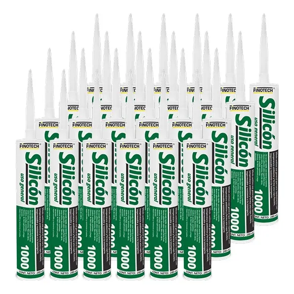 Finotech 1000 x 24 Color Transparente Sellador De Silicona 24 Unidades de 280ml