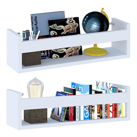 Kit 2 Prateleira 50cm Branco Para Livro Revista Parede Kit 2 Prateleira 50cm Branco Para Livro Revista Parede