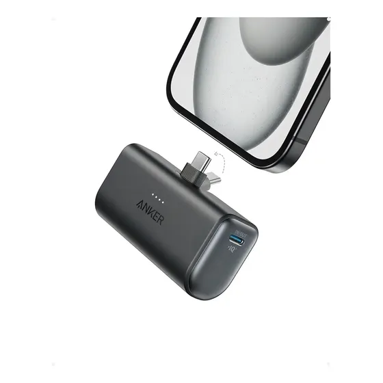 Power Bank Anker Nano con Conector USB-C Integrado Cargador portátil de 5000 mAh de 22,5 W para iPhone 16\u002F15 Series Samsung iPad Pro\u002FAir y más Diseño plegable Color negro | Cuotas sin interés