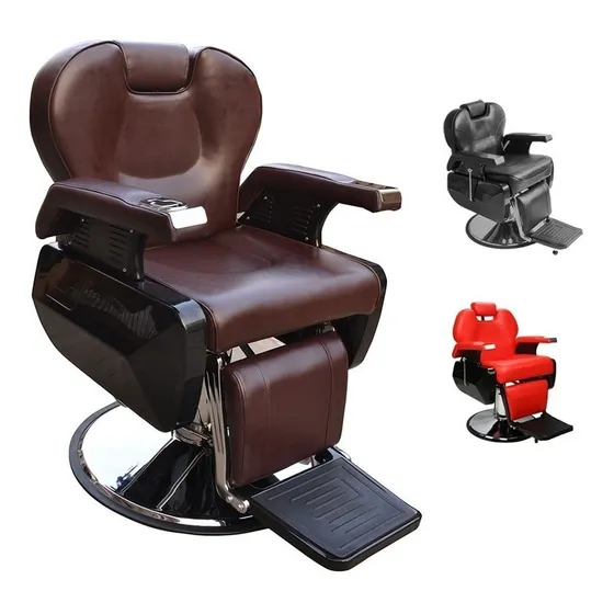 Sillon Silla Barbero Barberia Estetica Peluqueria Hidráulico Color Café