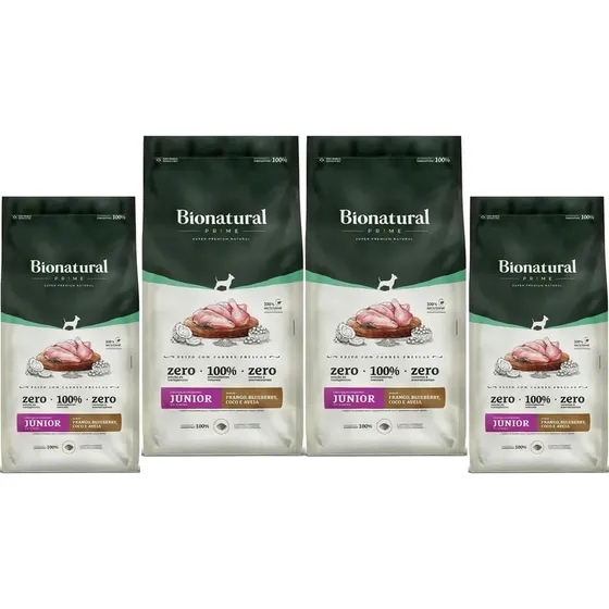 Kit 4 Ração Bionatural Cães Raças Peqn. Junior Frango 2,5kg