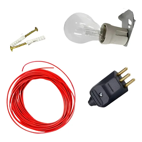 Kit Lâmpada Para Churrasqueira Com Suporte Soquete  Fio Plug