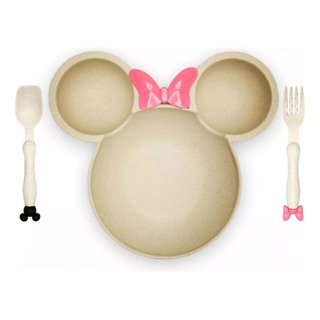 Vajilla Set 3 Piezas Plato Cuchara Tenedor Minnie Ecologico Vajilla Set 3 Piezas Plato Cuchara Tenedor Minnie Ecologico