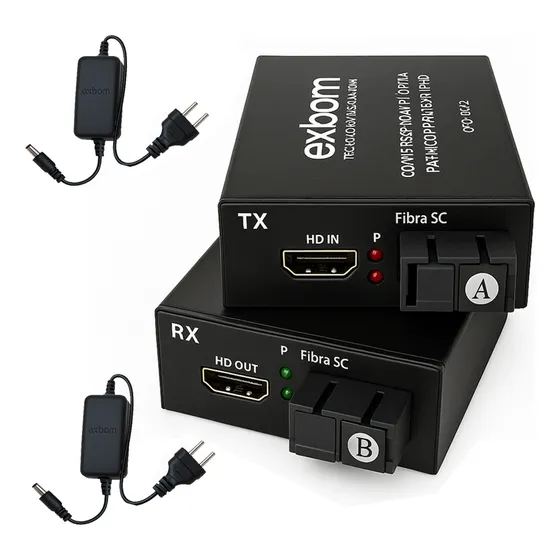 Par Extensor Conversor Hdmi Via Fibra Optica 20km 1080p Exbom