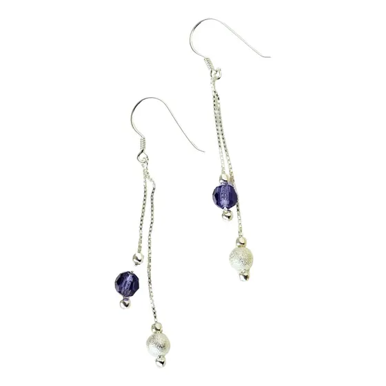 Aros Estefania Plata Con Cristales Swarovski  - Mabelita