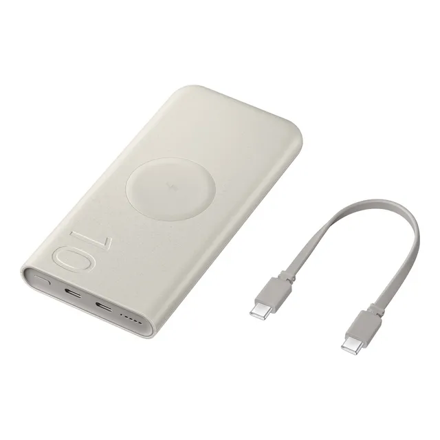 Cargador Power Bank Portátil Carga Inalámbrica Samsung 25w 10.000 Mah Color Beige