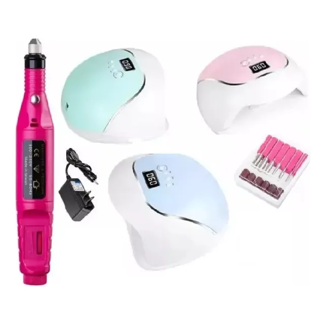 Kit Pulidor Drill +  Lampara Led Uv Uñas 120 Watts