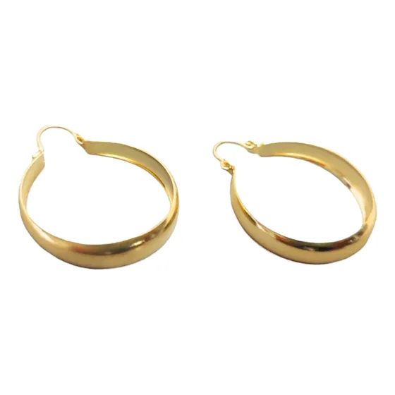 Aro Tipo Argolla Baño De Oro 18k, 30 X 6 Mm, Por Par
