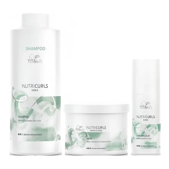 Shampoo Rizos 1000ml + Mascarilla + Bálsamo Wella Nutricurls