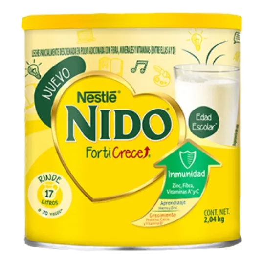 Leche de fórmula en polvo Nestlé Nido Forticrece en lata de 1 de 2.04kg - 6 a 6 años