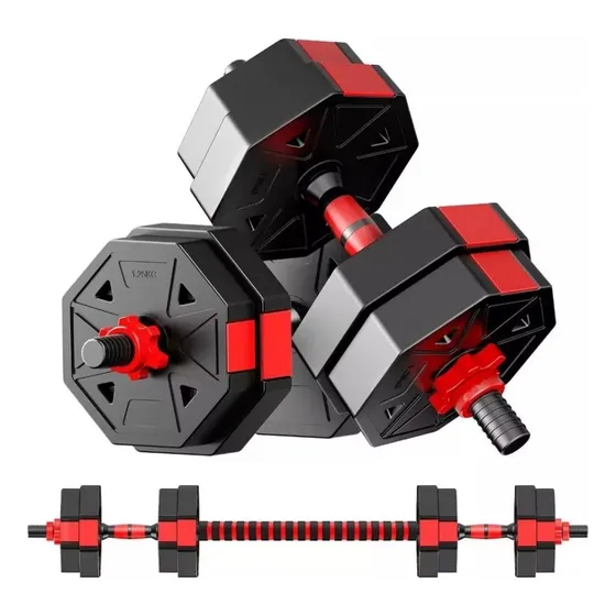 Mancuernas Ajustables Set De 20 Kg Total 2 En1 +barra