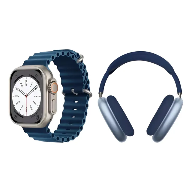 Smartwatch T900 Ultra + P9 Max Combo Azul 19mm Dlc